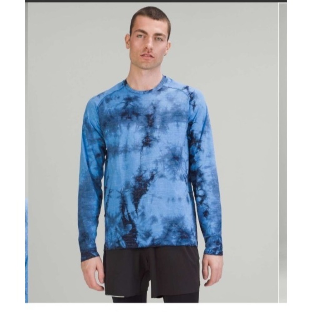 Lululemon Disconnect Marble Dye Blue Nile Metal Vent Tech Long 2.0 Shirt XL Rare
